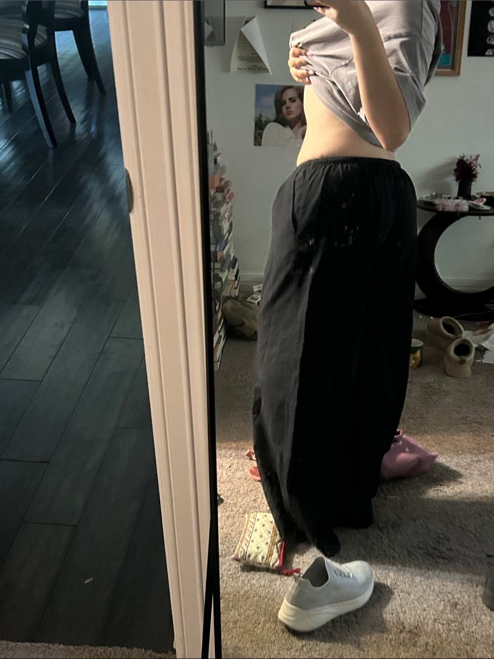 Black Linen Wide Leg Trousers - Picture 3 of 4